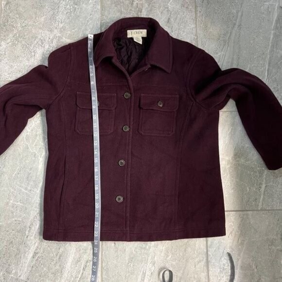J. Crew Purple Wool Peacoat Jacket Accent Front Pockets Size Medium - Picture 6 of 9